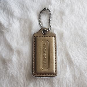 Coach 2.5" Gold Leather Purse Bag Charm Tags with ball chain